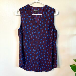 Banana Republic Sleeveless Purple & Blue Dot Blouse, XS